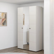 Armadio Camera da Letto Ouarza, Guardaroba 3 Ante Appendiabiti, 117x52 cm Bianco Crema