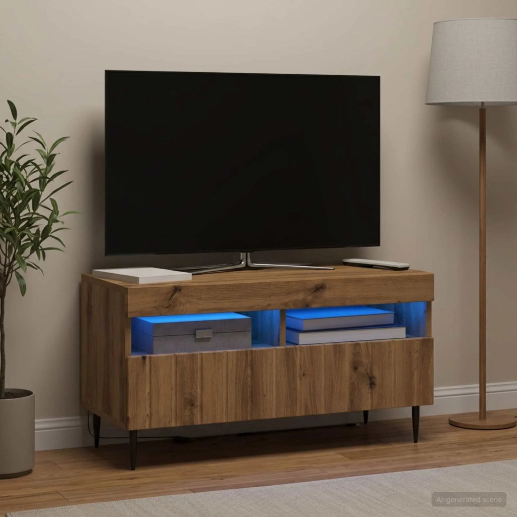 Mobile TV LED Rovere Artigianale Legno ingegnerizzato 896564