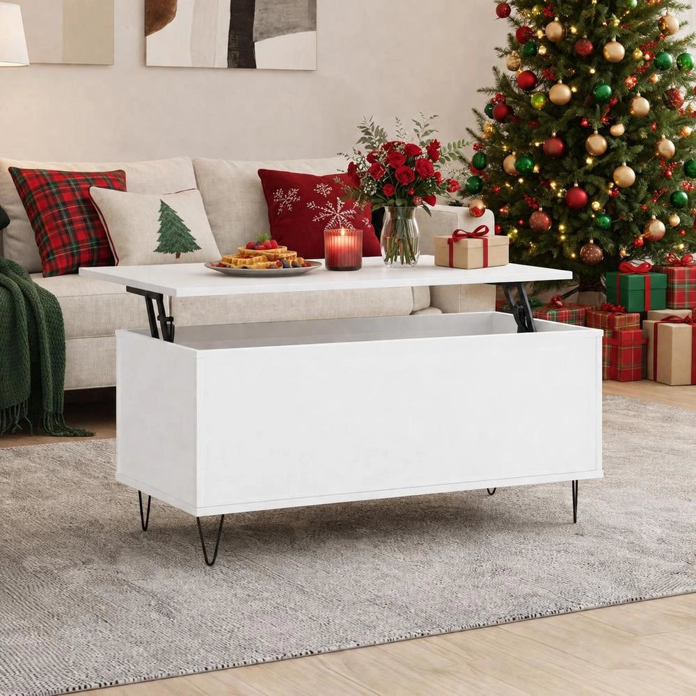 Coffee Table White 90x44.5x45 Cm Wood Material