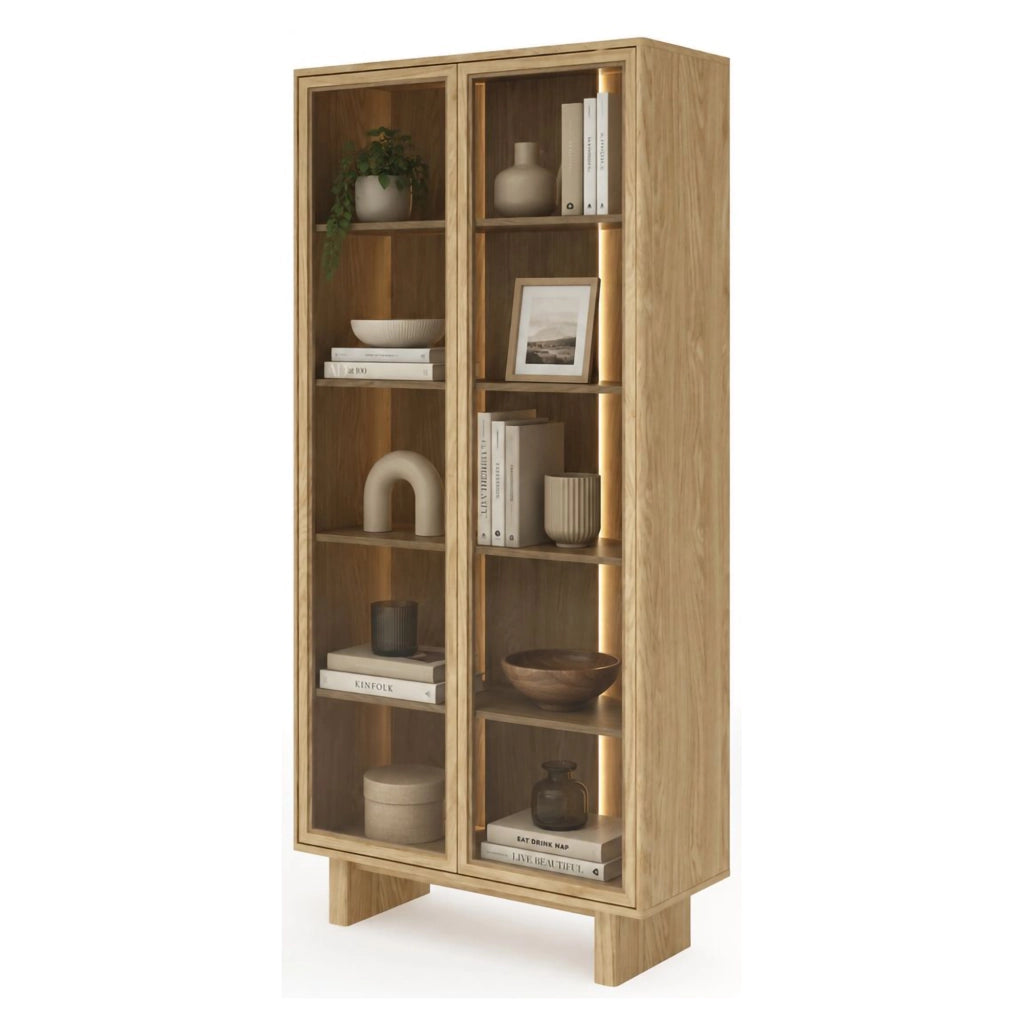 Mobile Espositore Hasa, Vetrina 4 Ripiani, 94x38x195h cm Marrone Rovere