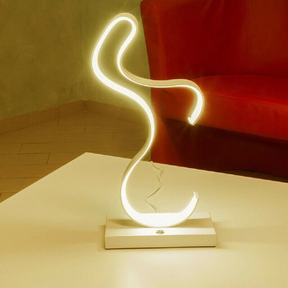 Trade Shop - Lampada Da Comodino Curva Lume 12w Lumino Moderno Luce Fredda Calda Naturale D03 - -bianco Caldo      -