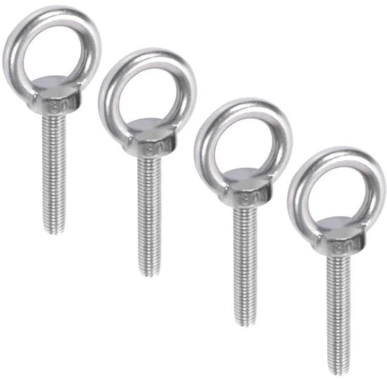 Occhielli di fissaggio M10 - 4 pezzi - Acciaio inossidabile 304 - Materiale di fissaggio - Diametro 8 mm - Altezza complessiva 80 mm - Occhiello di fissaggio