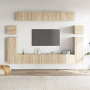 Set Mobili Porta TV 8pz Rovere Sonoma in Legno Multistrato cod mxl 9574
