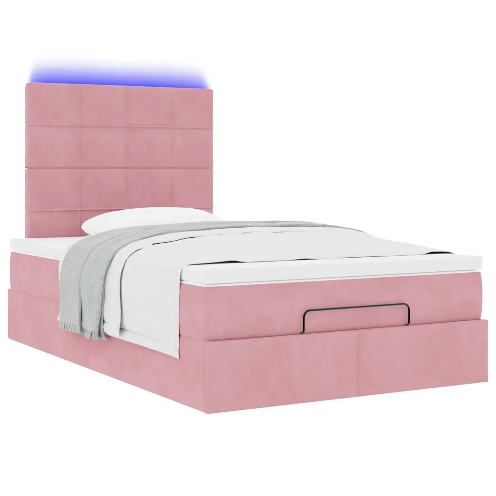 Struttura Letto Pouf con Materassi Rosa 120x190 cm Velluto 3314311