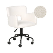 Sedia da scrivania girevole in tessuto boucle regolabile in altezza con schienale imbottito Bianco moderna industriale girevole con rotelle