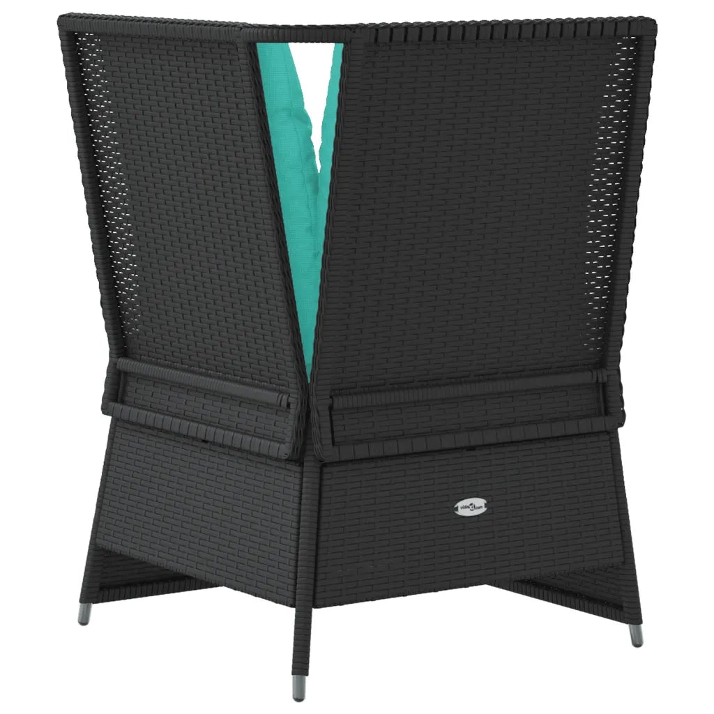 Divano angolare da giardino con Cuscini in Polyrattan Nero 368990