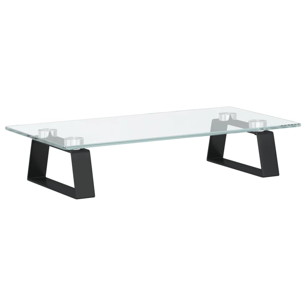Supporto per monitor mobile da scrivania 40 x 20 x 8 cm vetro temperato e metallo nero 02_0044860