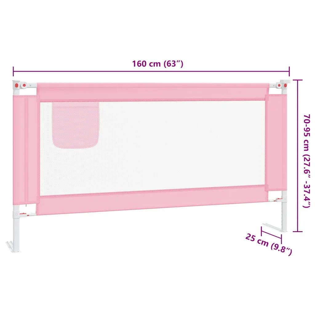 Sponda Letto di Sicurezza per Bambini Rosa 160x25 cm Tessuto 10203