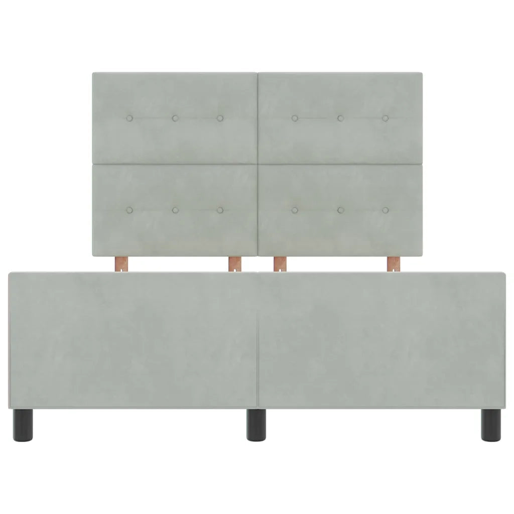 Letto a molle con testiera Grigio chiaro 160 x 200 cm Velluto