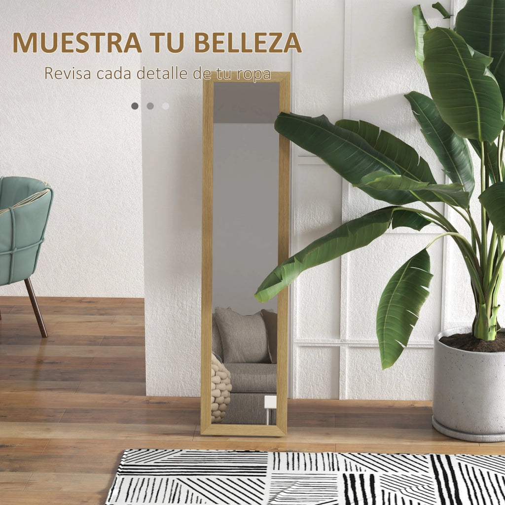 Specchio a Parete 37x155 cm con Cornice in Legno Rovere ¨C Zephmum ¨C Forma Rettangolare