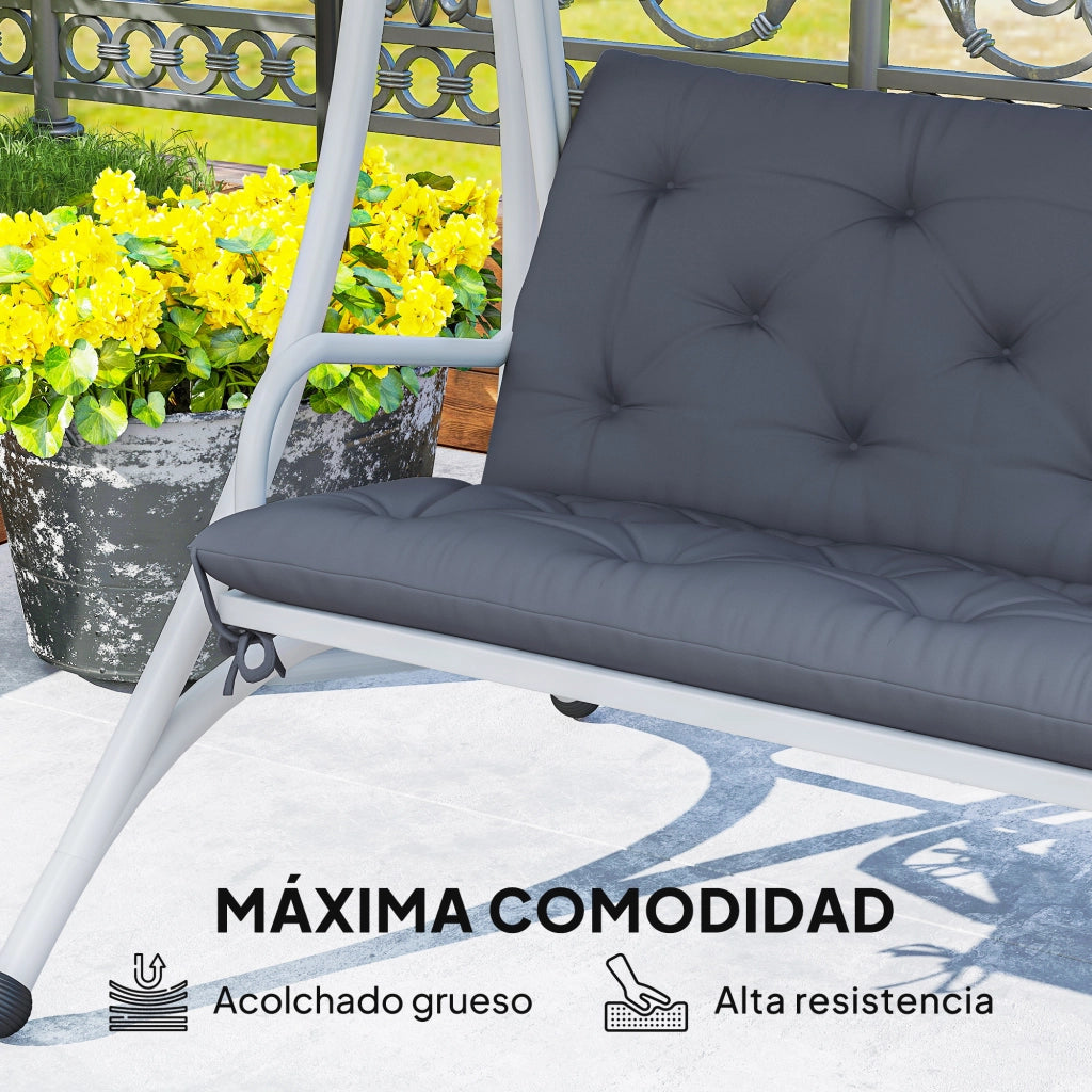 Cuscino per Panchina 2 Posti con Schienale ¨C Zephmum ¨C Grigio 100x98x8 cm