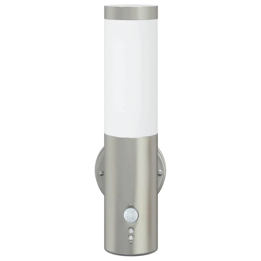 Moderna lampada da parete cilindrica per esterni 15 x 7,5 x 33 cm design elegante resistente acciaio inossidabile color argento 02_0056501