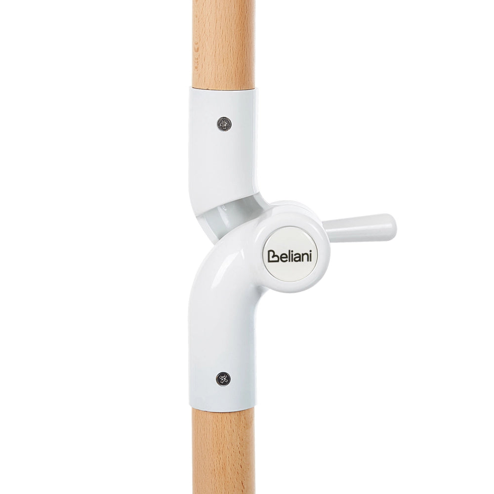 Ombrellone giardino tessuto bianco palo in legno faggio 150 cm Ombrellone esterno rotondo giardino retrò inclinabile resistente ai raggi UV