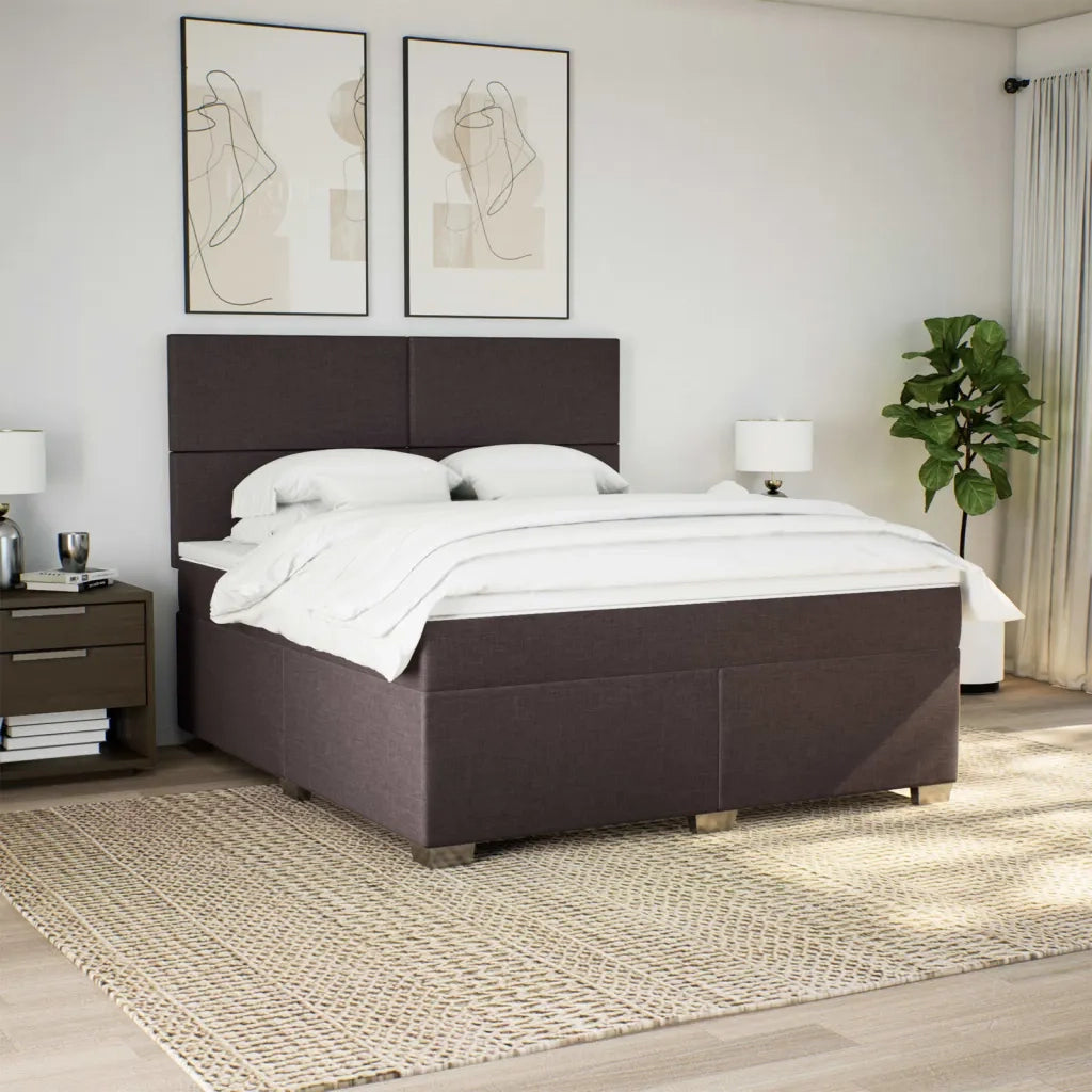 vidaXL Giroletto a Molle con Materasso Marrone Scuro 180x200cm Tessuto