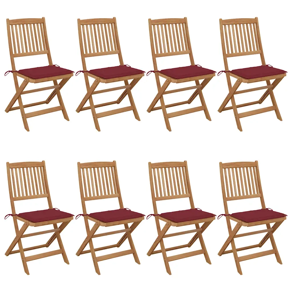 Sedie da Giardino Pieghevoli 8 pz con Cuscini Massello Acacia cod mxl 67258