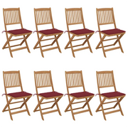 Sedie da Giardino Pieghevoli 8 pz con Cuscini Massello Acacia cod mxl 67258