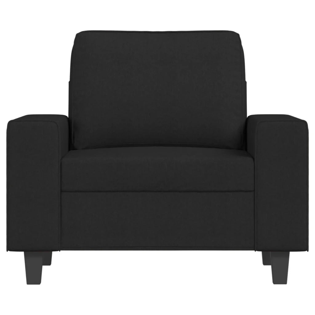 Poltrona con Poggiapiedi Nero 60 cm in Tessuto