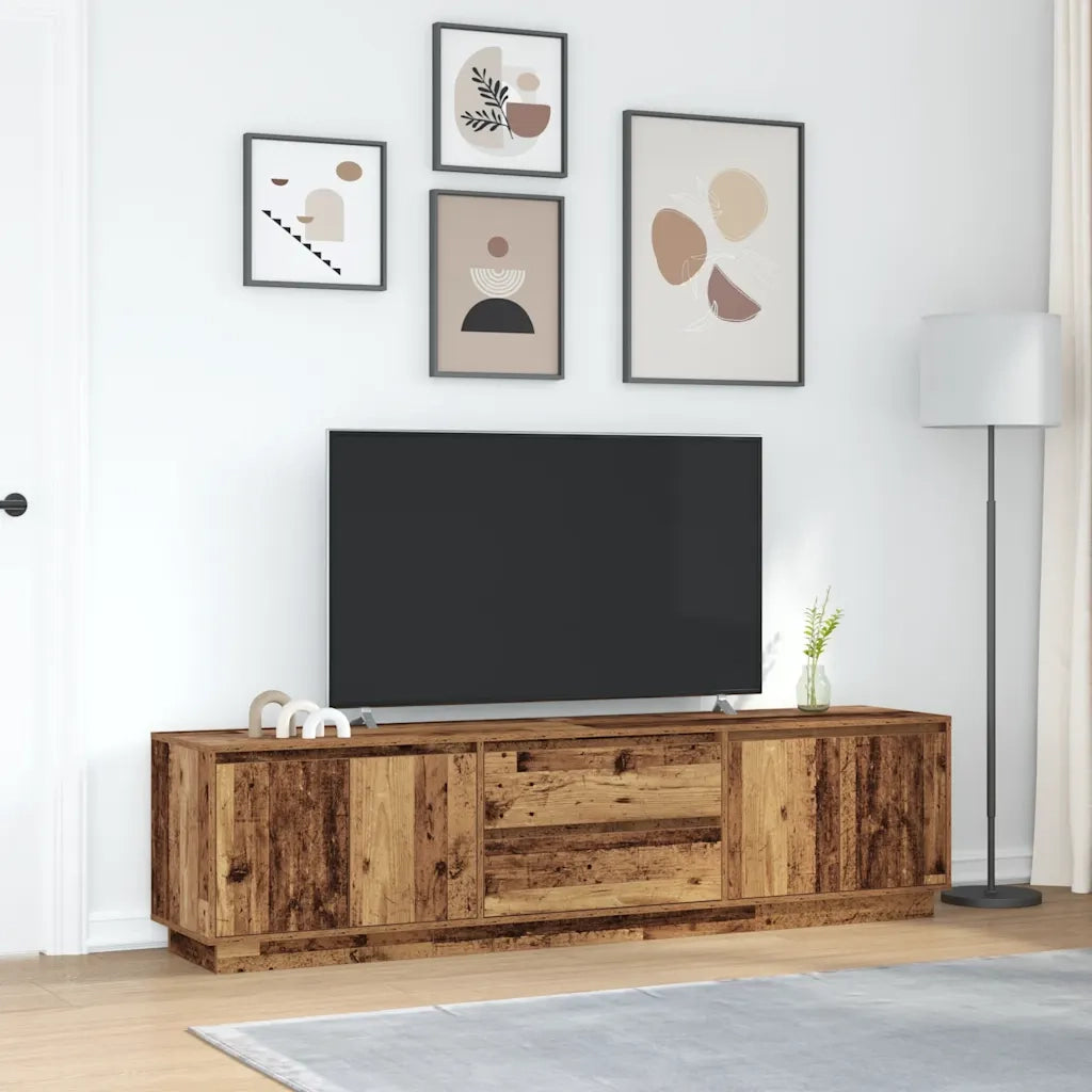 Mobile Porta TV con Luci LED Legno Antico 193,5x41x50 cm 3328442