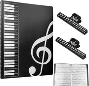 Carta musicale - plastica A4 - impermeabile - 80 fogli - 2 fermacarte - musica da concerto - strumentisti - musicisti - nero