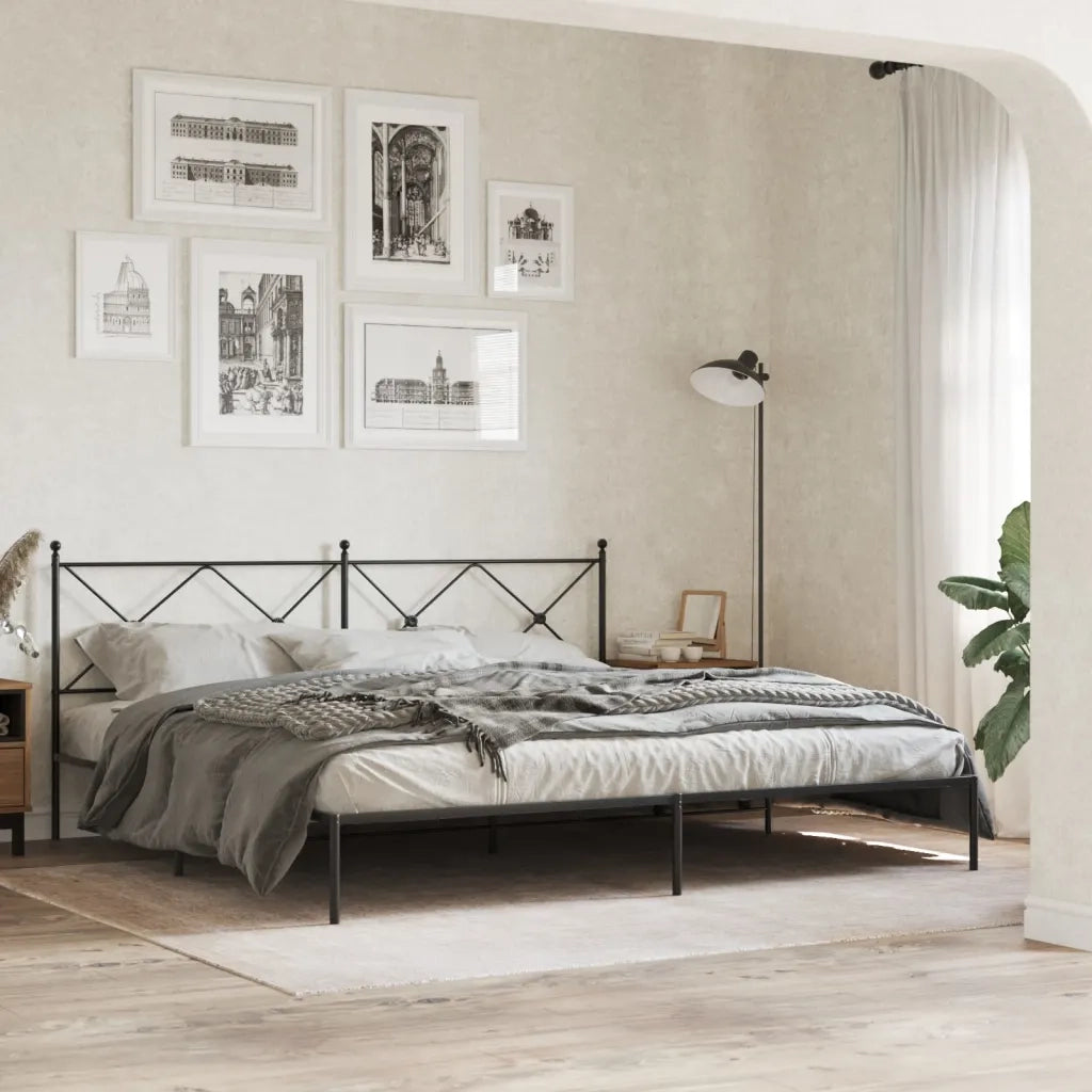Giroletto con Testiera in Metallo Nero 200x200 cm