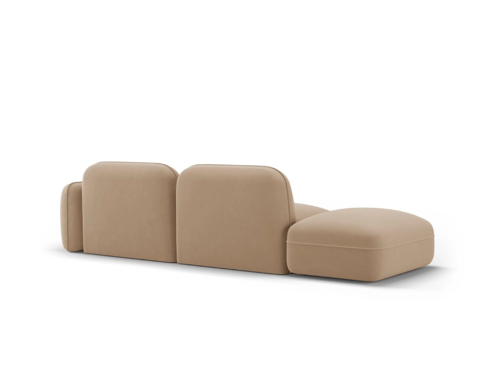 Cosmopolitan Design - Divano modulare sinistro "Sydney" 3 posti in velluto sabbia 