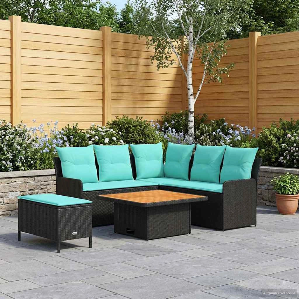 Set di Mobili 5 pz Nero e Turchese Rattan in PE 3422208
