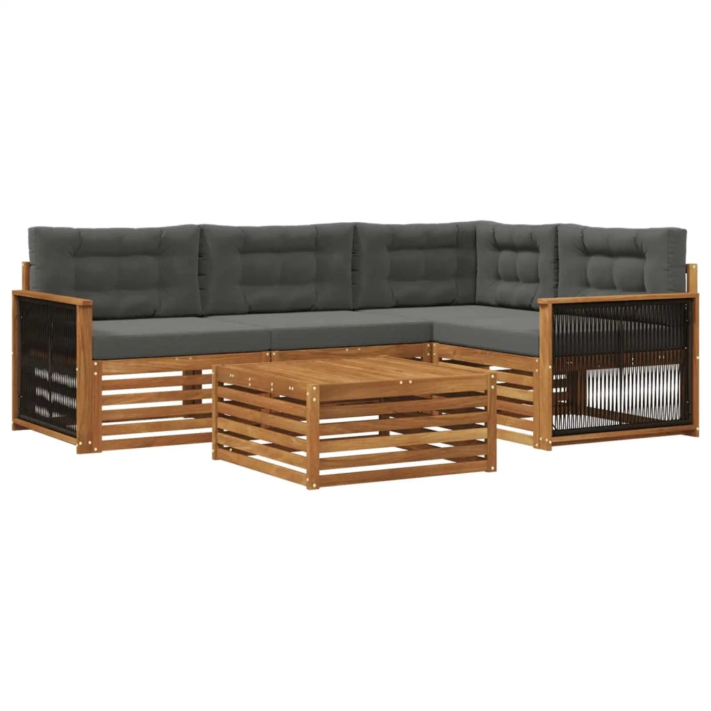 Set di divani da esterno con cuscino 5 pcs Naturale e Antracite 3383325
