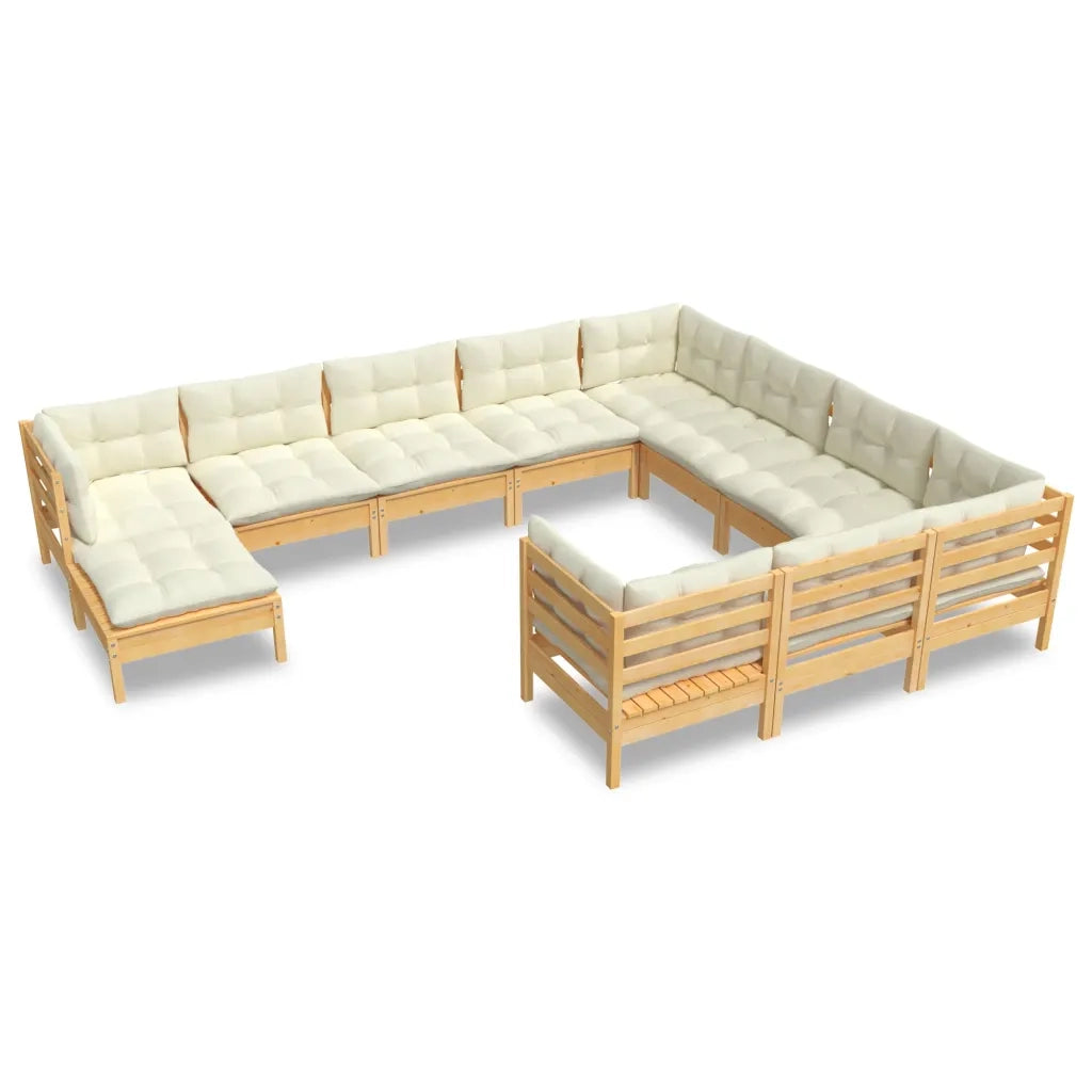 Set Divani da Giardino 11 pz con Cuscini Crema Massello di Pino cod mxl 41431