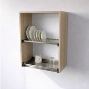 Pensile Scolapiatti H 72X L 60X P 33 Completo Di Scolapiatti In Acciaio Inox. Spedizione In Kit In Colore Rovere