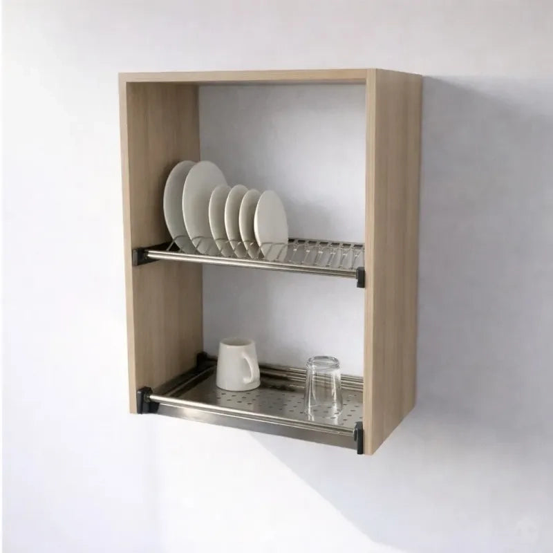 Pensile Scolapiatti H 72X L 60X P 33 Completo Di Scolapiatti In Acciaio Inox. Spedizione In Kit In Colore Rovere