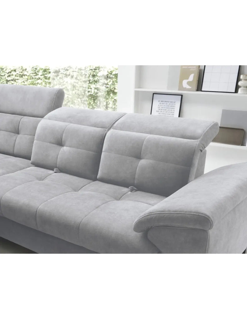 Divano ad angolo Grigio 5 posti angolo sinistro con letto 128x225cm INFERNO