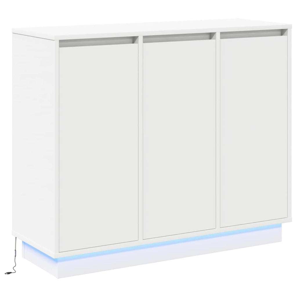 Madia LED Bianco 90 x 32 x 75 cm Legno multistrato 869674
