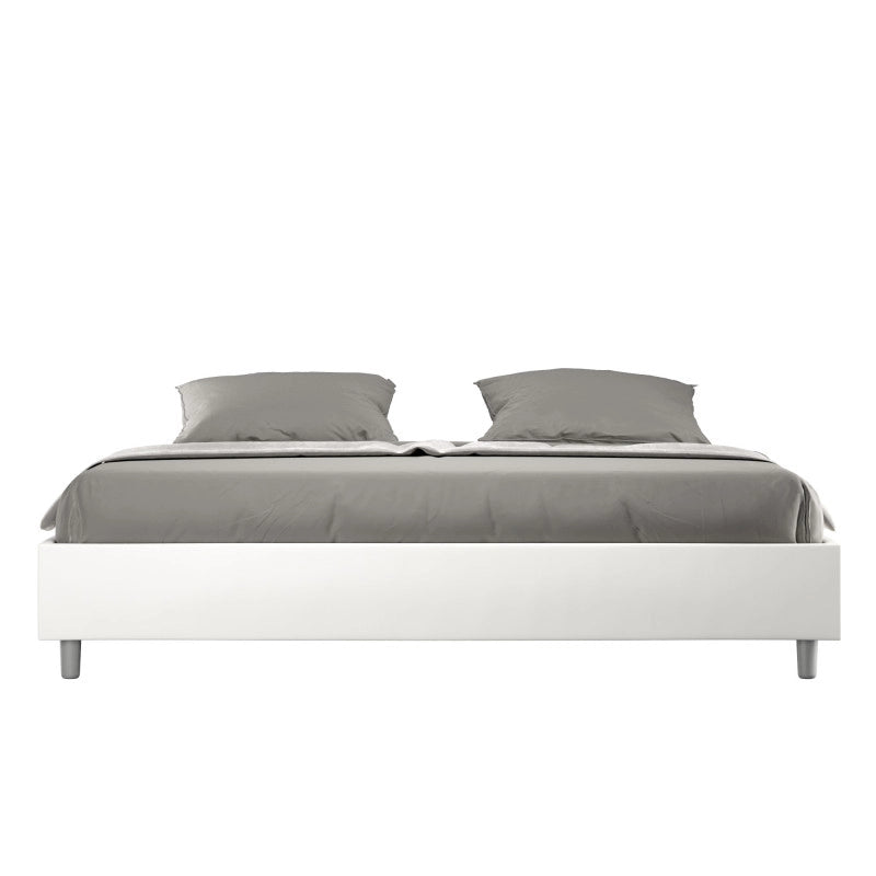 Letto imbottito Matrimoniale 200x200 cm Azelia - Bianco,Similpelle,Con rete