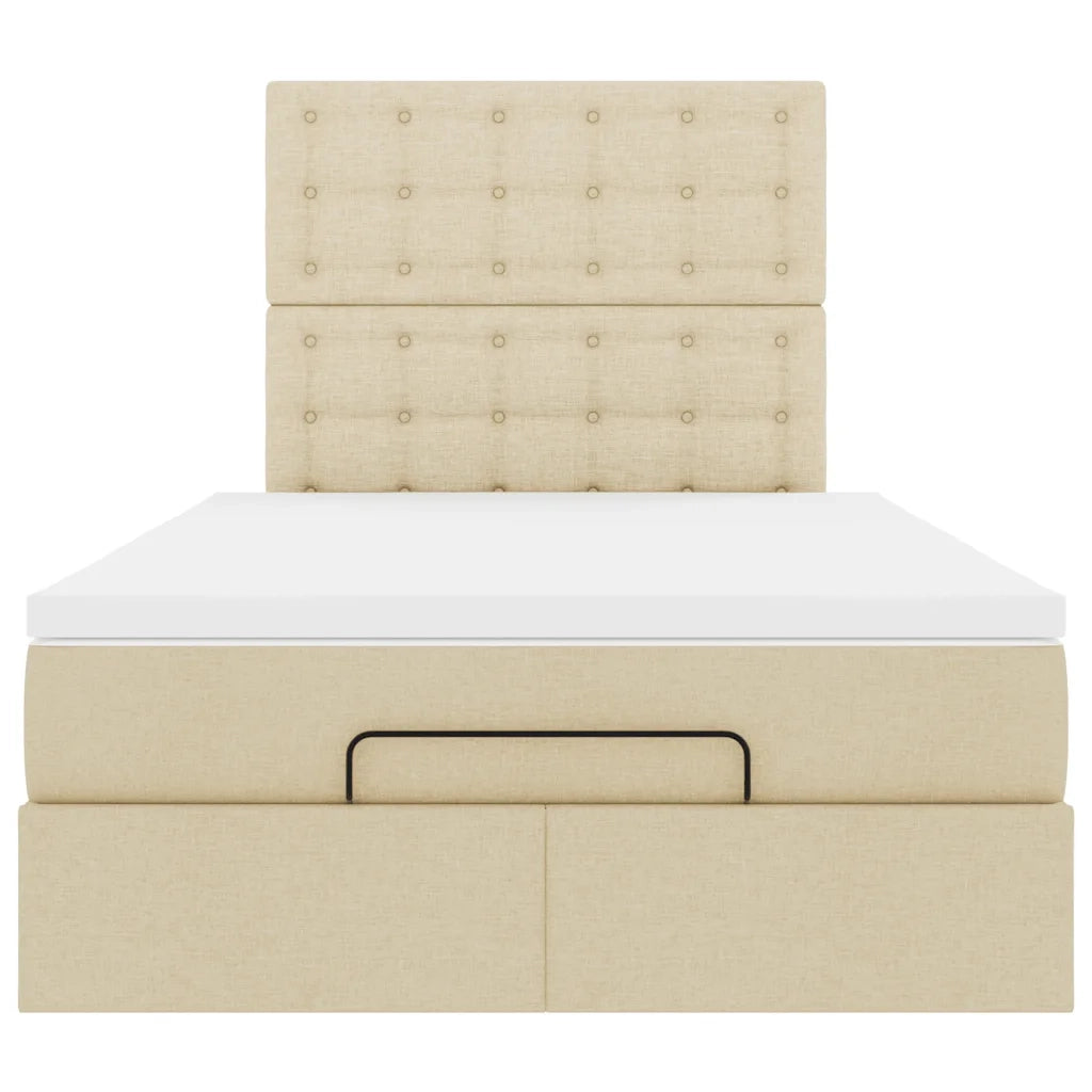 Struttura Letto Pouf con Materasso Crema 120x190 cm in Tessuto 3314160