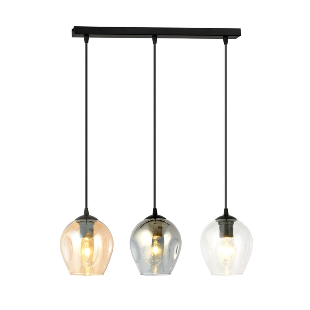Lampada a sospensione ISTAR in acciaio nero e vetro mix