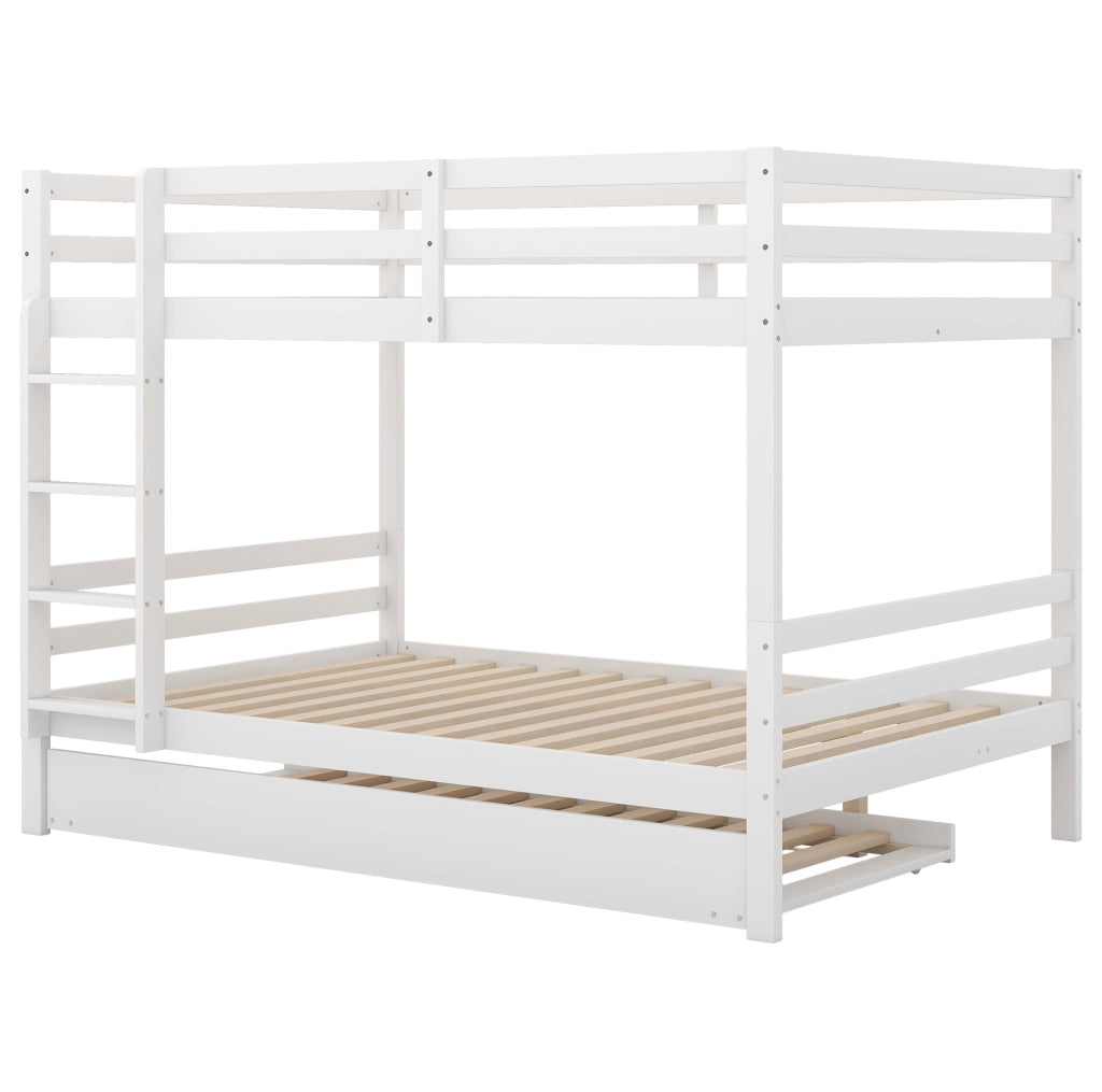 Etagenbett con letto estraibile 140x200 cm; in legno di pino e MDF; bianco