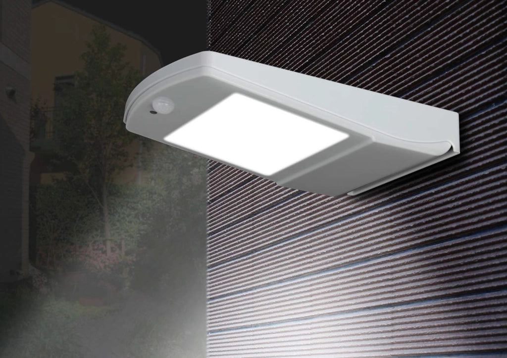 APPLIQUE LED EOS GRIGIA IN TERMOPLASTICA 4W 450LM 4000K IP66 CON PANNELLO SOLARE E SENSORE 24,1X16X4CM LED-EOS-SOLAR