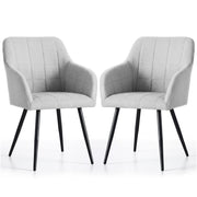 Set di 2 Sedie imbottite con cuciture quadrate LUXANO Grigio Chiaro gambe nere tessuto Lumos