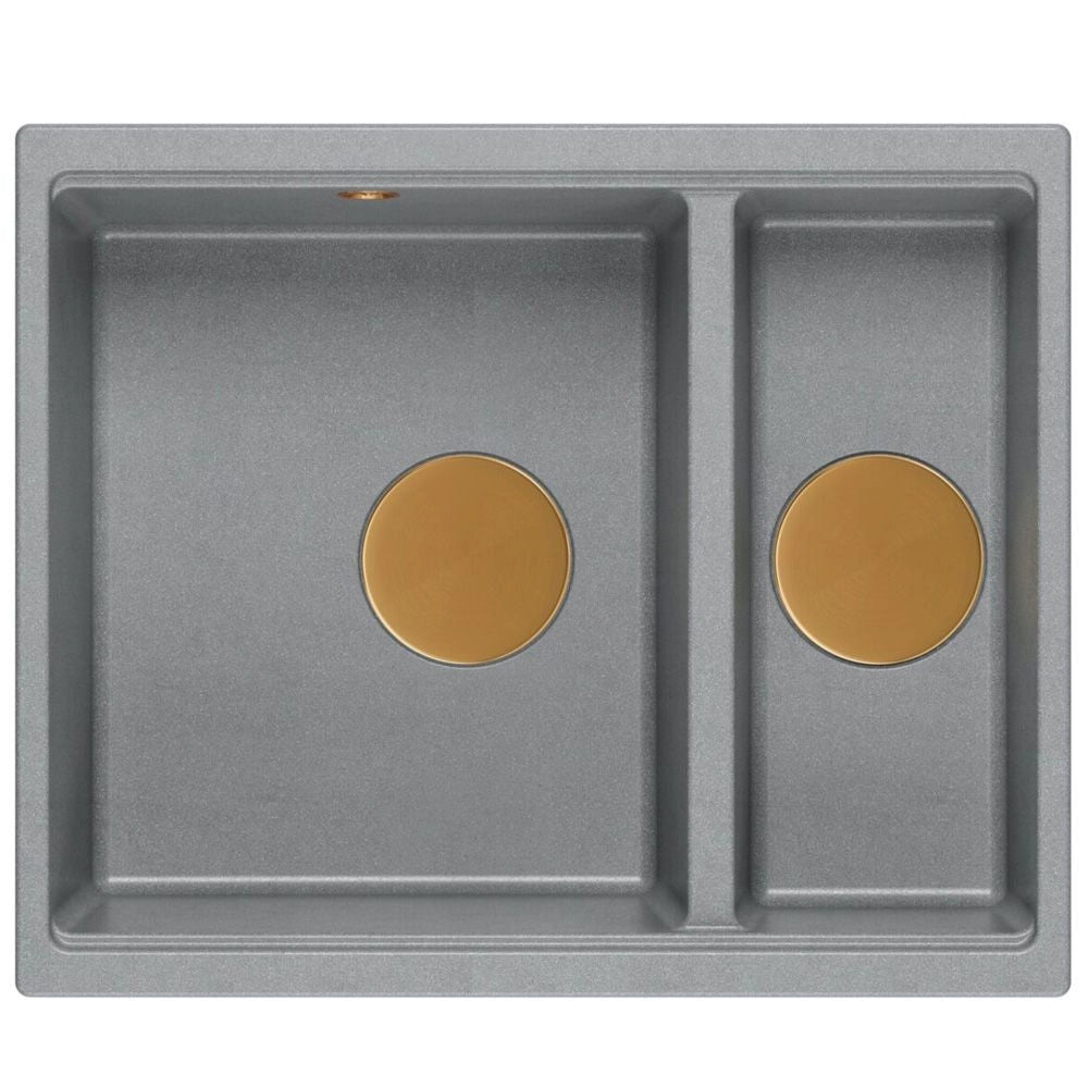 Lavello In Granito Logan 150 Grey Metallic Tappo rame spazzolato