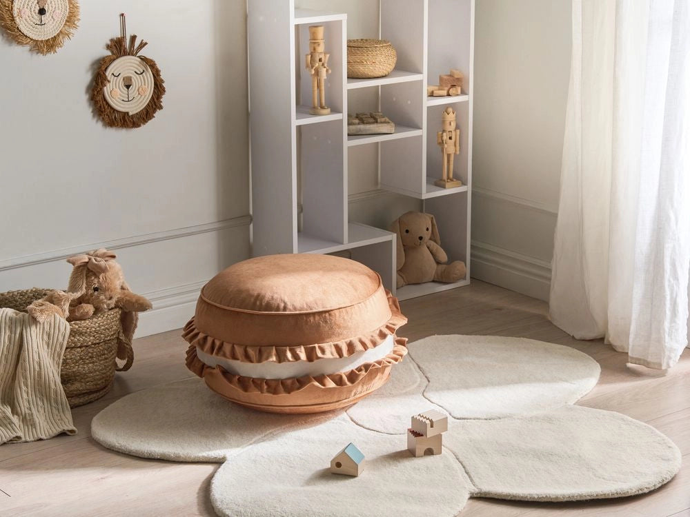 Pouf in velluto marrone 50 x 50 x 30 cm Pouf Seduta decorativa rotonda Stile moderno Soggiorno Camera da letto