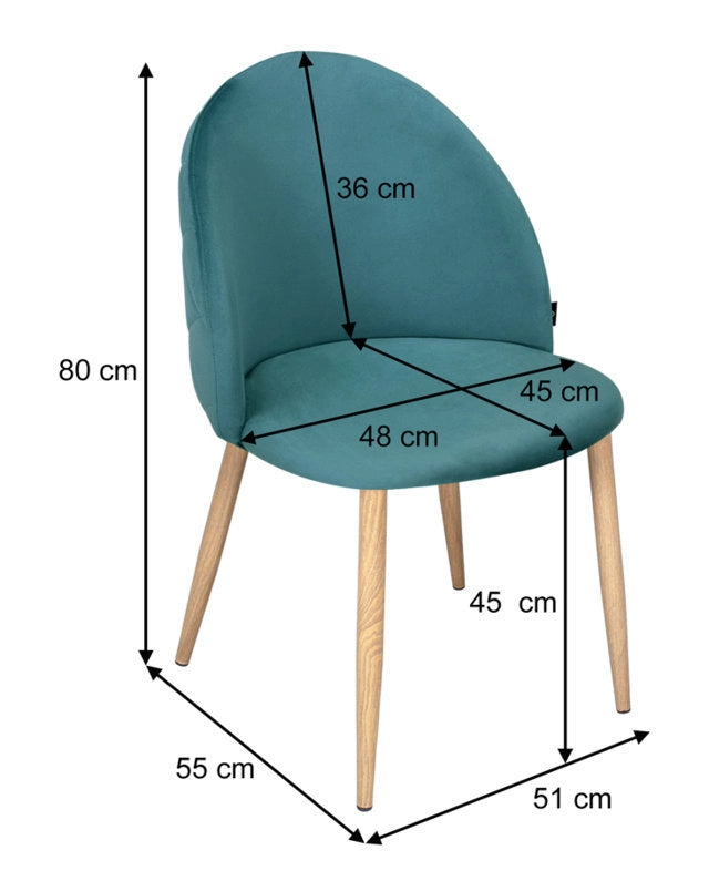 Sedia imbottita in velluto verde petrolio - Sophie (2 pz) - SD26SOPM