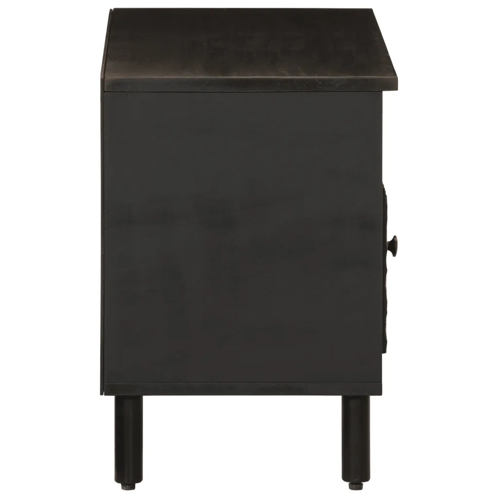 Mobile Porta TV Nero 80x33x46 cm in Legno Massello di Mango 356836