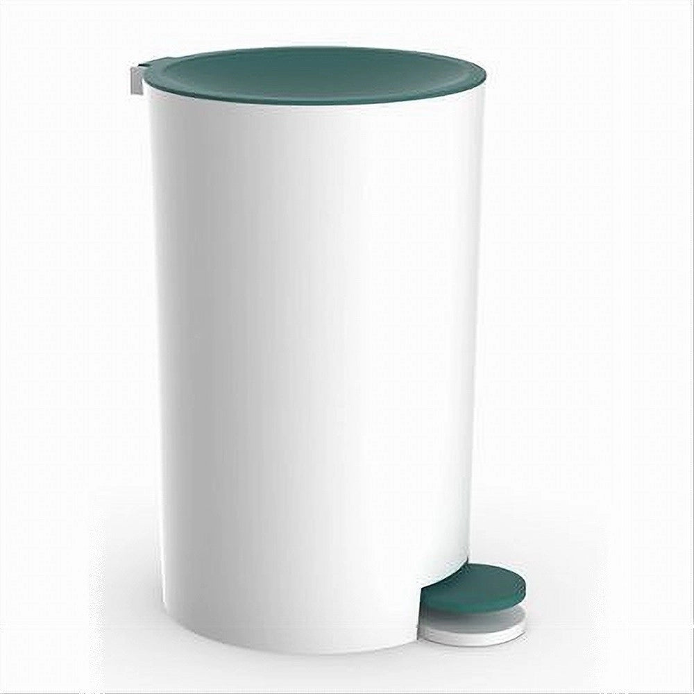 Trade Shop - Cestino Pattumiera A Pedale Arredo Bagno Bianco Verde Plastica Accessorio 69975 -