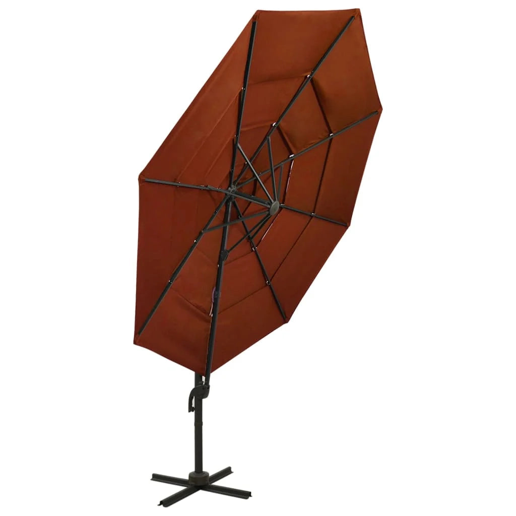 Ombrellone a quattro livelli con palo in alluminio arancione 3 x 3 m 02_0008797