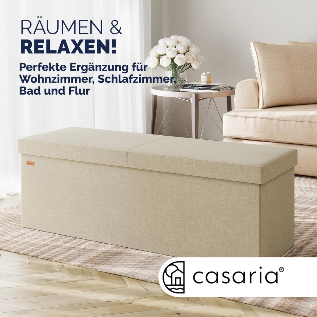 ® Cassapanca Contenitore con Coperchio Pieghevole 115x40x40cm Pouf 131 L Scatola Portaoggetti Panca Box Salvaspazio Sedile Poggiapiedi