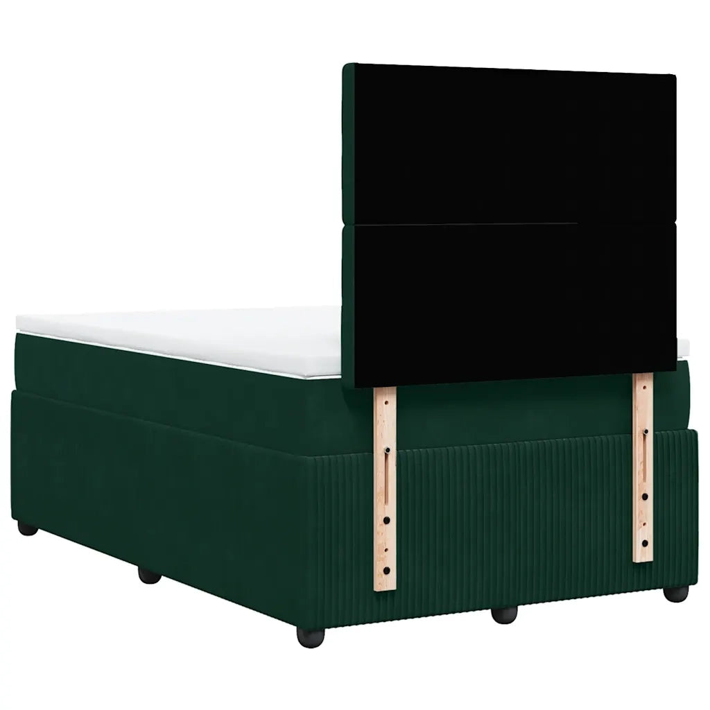 Giroletto a Molle con Materasso Verde Scuro 120x200 cm Velluto