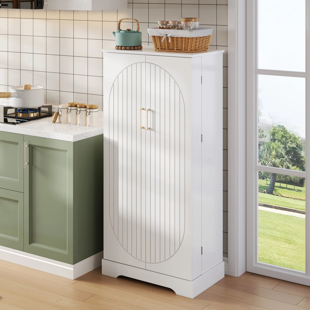 Armadio da cucina 60x35x128 cm bianco con LED a sensore e vani