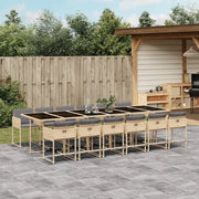 Set Pranzo da Giardino 13 pz con Cuscini Beige Misto Polyrattan 3211308