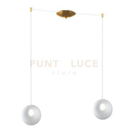 SOSPENSIONE OTTONE SAT. 2 LUCI SPOSTABILE VETRI BIANCO FOG 1184OS-S2 S-BF