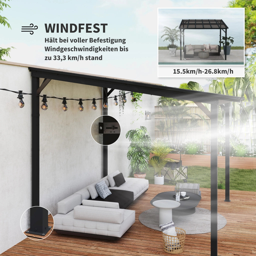 Pergola da Giardino 3x3m ¨C Xylo ¨C Metallo, Tetto Impermeabile, Grigio Antracite